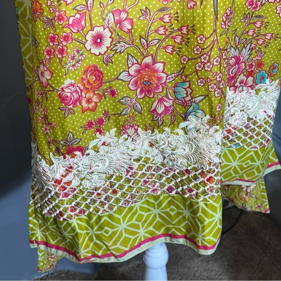Khaadi Pret Green Floral Boho Tunic Dress – Women’s Size 8 - Picture 2 of 5